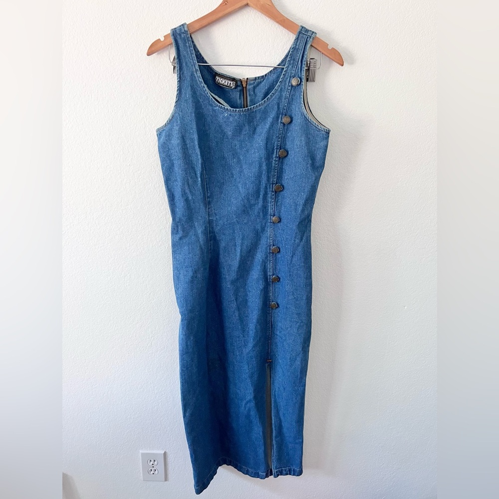 Vintage Tickets California Fitted Denim Button-Up Dress Sz S